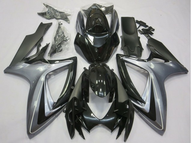 2006-2007 Suzuki GSXR 600 / GSXR 750 Motorcycle Fairings - Silver Glossy Black Matte Black Australia for Sale