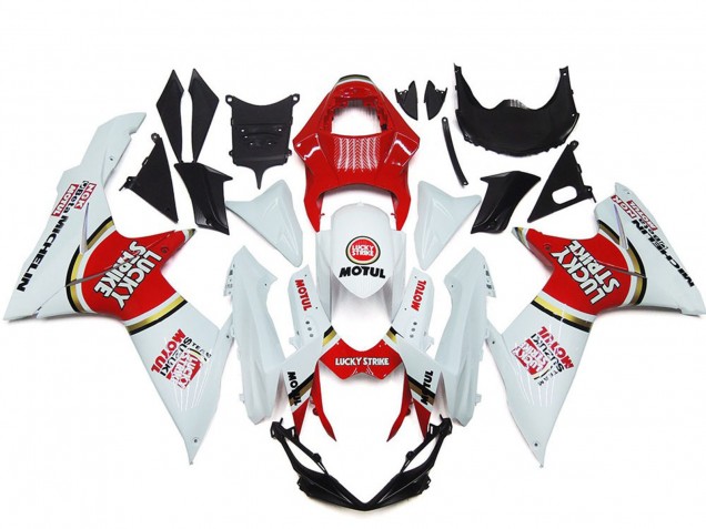 2011-2024 Suzuki GSXR 600 / GSXR 750 Motorcycle Fairings - White Red Motul Lucky Strike Australia for Sale