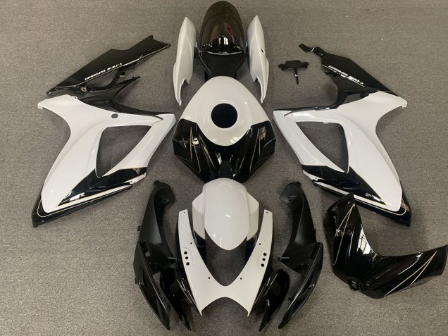 2006-2007 Suzuki GSXR 600 / GSXR 750 Motorcycle Fairings - White Glossy Black Australia for Sale