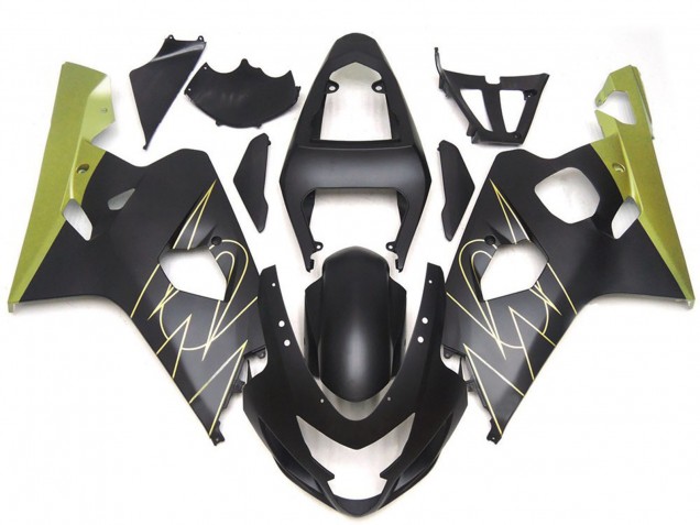 2004-2005 Suzuki GSXR 600 / GSXR 750 Motorcycle Fairings - Matte Black Gold Corona Australia for Sale