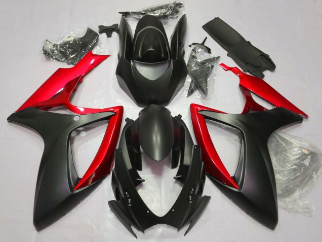 2006-2007 Suzuki GSXR 600 / GSXR 750 Motorcycle Fairings - Matte Black Red Australia for Sale