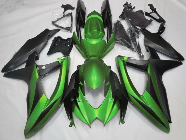2008-2010 Suzuki GSXR 600 / GSXR 750 Motorcycle Fairings - Green Matte Black Australia for Sale