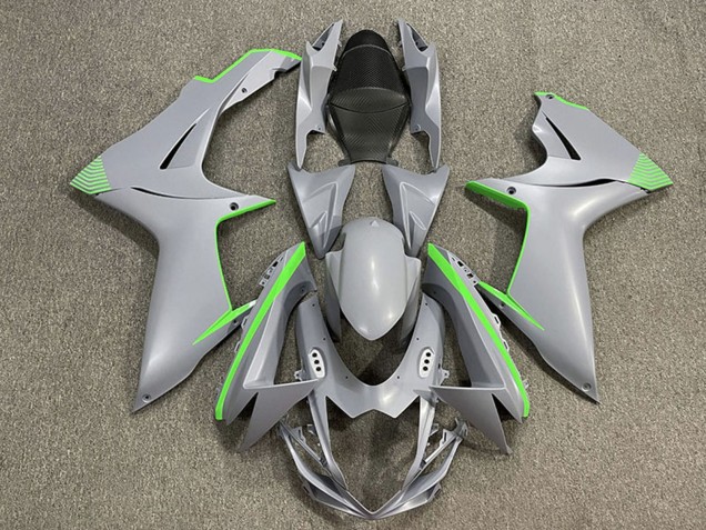 2011-2024 Suzuki GSXR 600 / GSXR 750 Motorcycle Fairings - Matte Nardo Grey Green Accents Australia for Sale