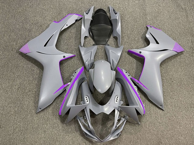 2011-2024 Suzuki GSXR 600 / GSXR 750 Motorcycle Fairings - Matte Nardo Grey Purple Accents Australia for Sale