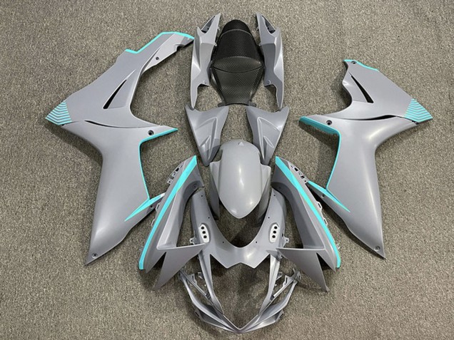 2011-2024 Suzuki GSXR 600 / GSXR 750 Motorcycle Fairings - Matte Nardo Grey Teal Accents Australia for Sale
