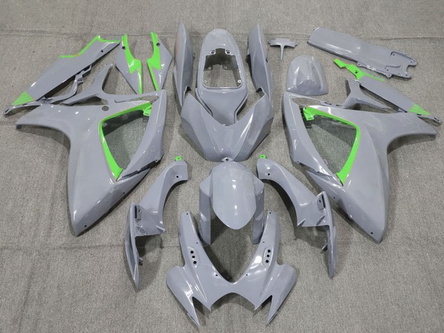 2006-2007 Suzuki GSXR 600 / GSXR 750 Motorcycle Fairings - Nardo Grey and Green Trim Australia for Sale