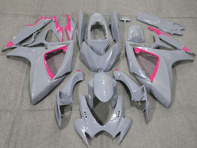 2006-2007 Suzuki GSXR 600 / GSXR 750 Motorcycle Fairings - Nardo Grey and Pink Trim Australia for Sale
