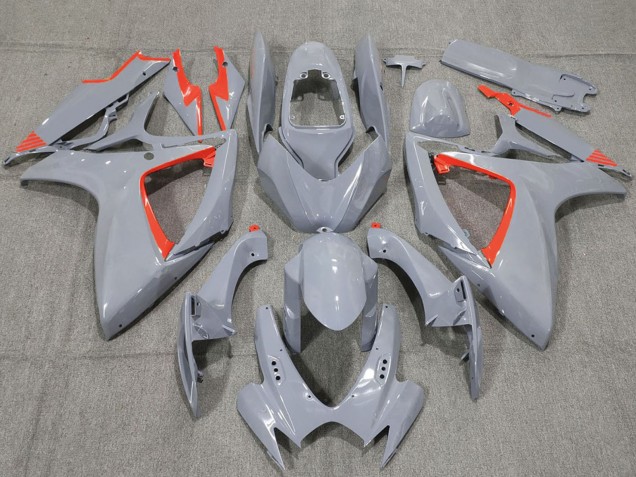 2006-2007 Suzuki GSXR 600 / GSXR 750 Motorcycle Fairings - Nardo Grey and Red Trim Australia for Sale
