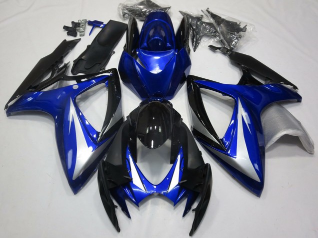 2006-2007 Suzuki GSXR 600 / GSXR 750 Motorcycle Fairings - Blue Silver Glossy Black OEM Style Australia for Sale