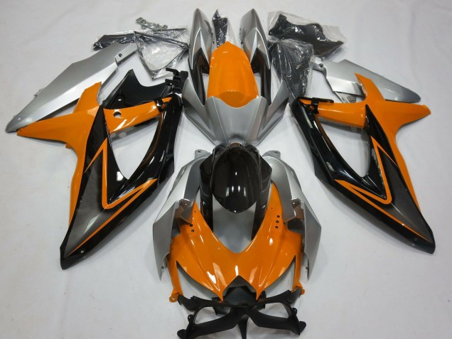 2008-2010 Suzuki GSXR 600 / GSXR 750 Motorcycle Fairings - Silver Orange Glossy Black Australia for Sale