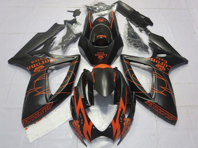 2006-2007 Suzuki GSXR 600 / GSXR 750 Motorcycle Fairings - Matte Black Orange Corona Extra Alstare Motul Australia for Sale