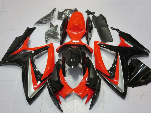2006-2007 Suzuki GSXR 600 / GSXR 750 Motorcycle Fairings - Red Silver Glossy Black Australia for Sale