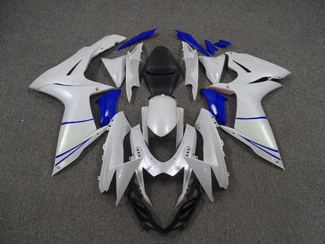 2011-2024 Suzuki GSXR 600 / GSXR 750 Motorcycle Fairings - Pearl White and Dark Blue Australia for Sale