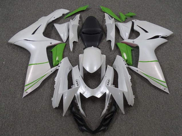 2011-2024 Suzuki GSXR 600 / GSXR 750 Motorcycle Fairings - Pearl White and Green Australia for Sale
