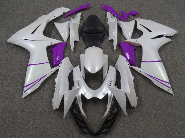 2011-2024 Suzuki GSXR 600 / GSXR 750 Motorcycle Fairings - Pearl White and Purple Australia for Sale