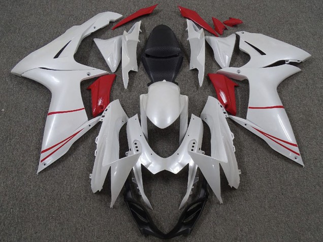 2011-2024 Suzuki GSXR 600 / GSXR 750 Motorcycle Fairings - Pearl White and Red Australia for Sale