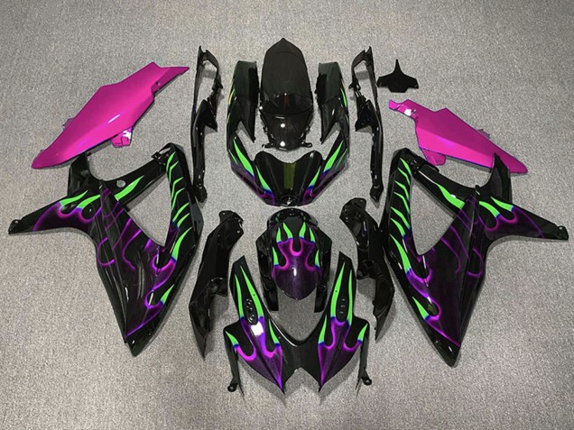 2008-2010 Suzuki GSXR 600 / GSXR 750 Motorcycle Fairings - Glossy black Pink Purple Green Flame Australia for Sale