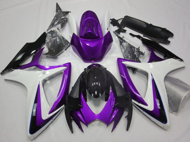 2006-2007 Suzuki GSXR 600 / GSXR 750 Motorcycle Fairings - Purple White Glossy Black Australia for Sale