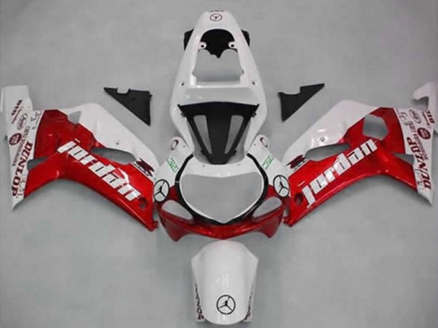 2001-2003 Suzuki GSXR 600 / GSXR 750 Motorcycle Fairings - White Red Jordan Dunlop Australia for Sale