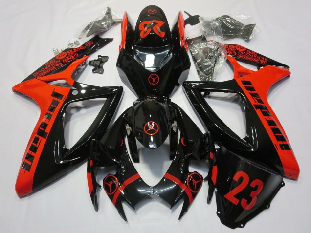 2006-2007 Suzuki GSXR 600 / GSXR 750 Motorcycle Fairings - Red Glossy Black Jordan 23 Australia for Sale
