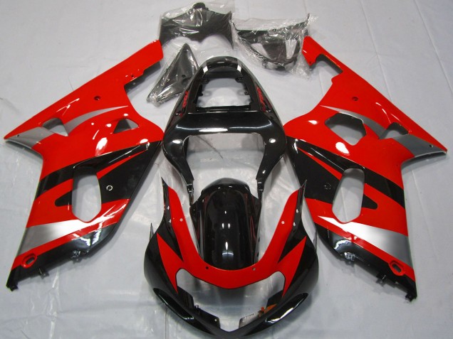 2001-2003 Suzuki GSXR 600 / GSXR 750 Motorcycle Fairings - Red Silver Glossy Black OEM Style Australia for Sale