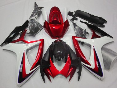 2006-2007 Suzuki GSXR 600 / GSXR 750 Motorcycle Fairings - White Red Glossy Black Australia for Sale