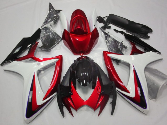 2006-2007 Suzuki GSXR 600 / GSXR 750 Motorcycle Fairings - White Red Glossy Black Australia for Sale