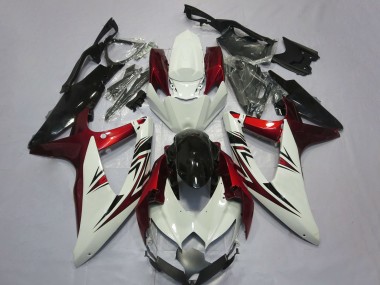 2008-2010 Suzuki GSXR 600 / GSXR 750 Motorcycle Fairings - White Red Glossy Black Australia for Sale