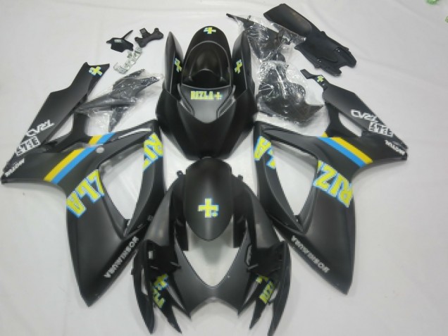 2006-2007 Suzuki GSXR 600 / GSXR 750 Motorcycle Fairings - Matte Black Blue Yellow Rizla Australia for Sale