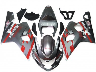 2004-2005 Suzuki GSXR 600 / GSXR 750 Motorcycle Fairings - Silver Red MoviStar Australia for Sale