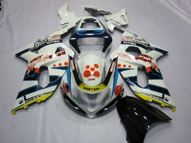 2001-2003 Suzuki GSXR 600 / GSXR 750 Motorcycle Fairings - White Blue Red Yellow Spots Australia for Sale