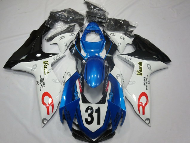 2011-2024 Suzuki GSXR 600 / GSXR 750 Motorcycle Fairings - White Blue Glossy Black Vesrah 31 Australia for Sale