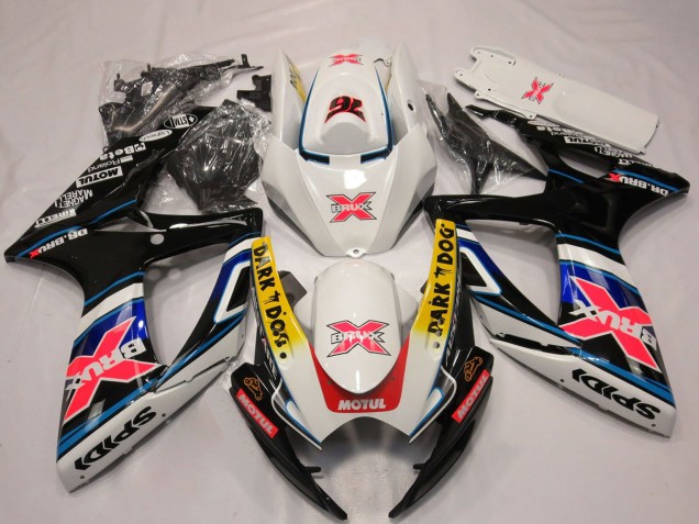 2006-2007 Suzuki GSXR 600 / GSXR 750 Motorcycle Fairings - White Red Blue Yellow Dark Dog X 76 BRUX Australia for Sale