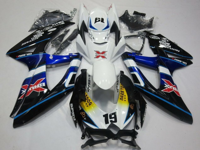 2008-2010 Suzuki GSXR 600 / GSXR 750 Motorcycle Fairings - White Blue Black Yellow Red X Dark Dog 19 Australia for Sale