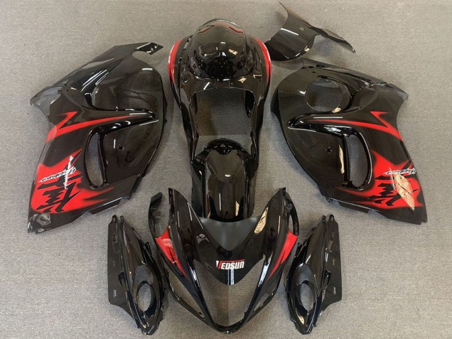 2008-2020 Suzuki GSXR 1300 Motorcycle Fairings - Glossy Black with Red Logo Australia for Sale