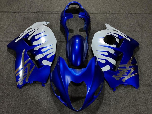 1996-2007 Suzuki GSXR 1300 Motorcycle Fairings - White Blue Flame Australia for Sale