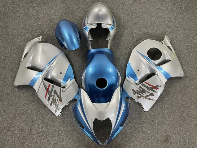 1996-2007 Suzuki GSXR 1300 Motorcycle Fairings - Glossy Light Blue and Silver Australia for Sale