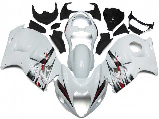 1996-2007 Suzuki GSXR 1300 Motorcycle Fairings - Glossy White and Silver Style Australia for Sale