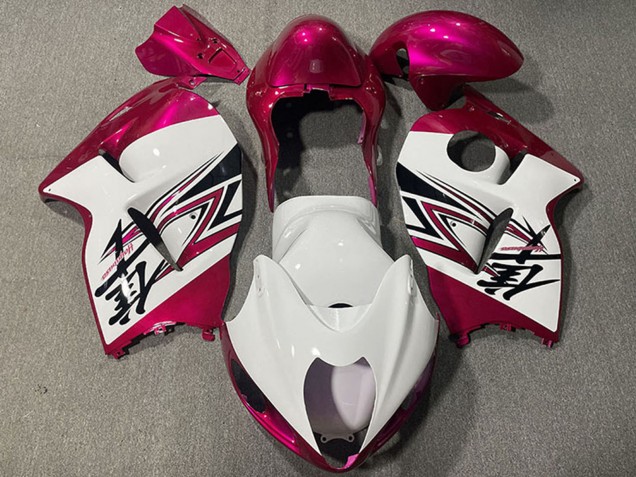 1996-2007 Suzuki GSXR 1300 Motorcycle Fairings - Glossy White Pink Australia for Sale
