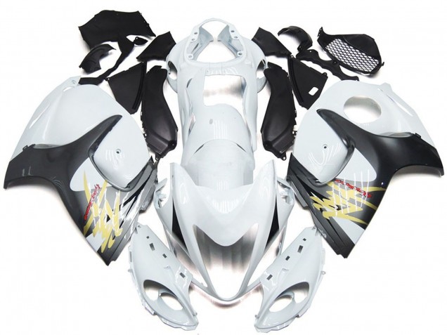 2008-2020 Suzuki GSXR 1300 Motorcycle Fairings - Glossy White with Silver Style Australia for Sale