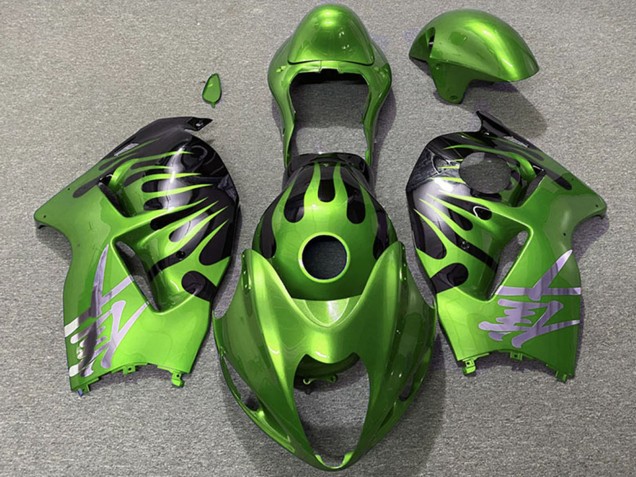 1996-2007 Suzuki GSXR 1300 Motorcycle Fairings - Green Black Flame Australia for Sale