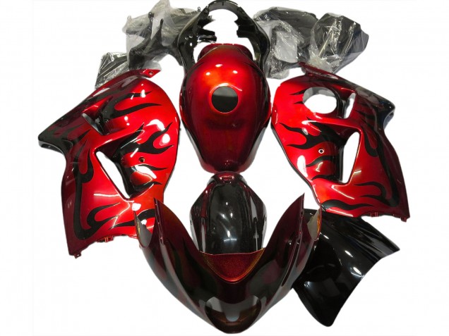 1996-2007 Suzuki GSXR 1300 Motorcycle Fairings - Red Black Flame Australia for Sale