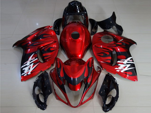 2008-2020 Suzuki GSXR 1300 Motorcycle Fairings - Red Black Flame Australia for Sale