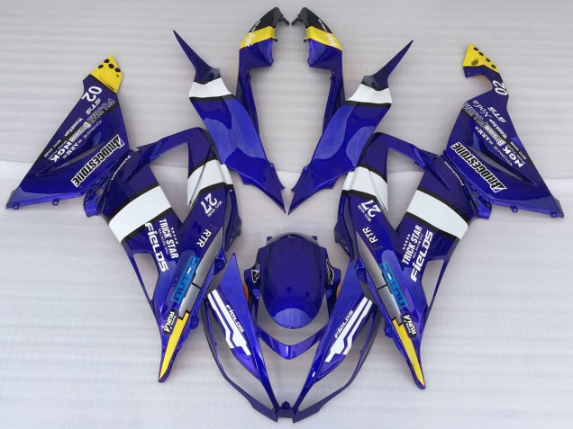 2013-2018 Kawasaki ZX6R Motorcycle Fairings - Blue White Yellow Trick Star Bridgestone Australia for Sale