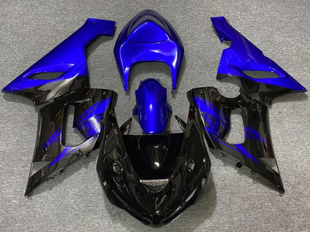 2005-2006 Kawasaki ZX6R Motorcycle Fairings - Blue Glossy Black Australia for Sale