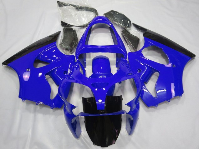2000-2002 Kawasaki ZX6R Motorcycle Fairings - Blue Glossy Black Australia for Sale