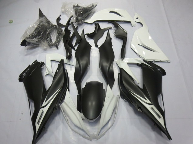 2013-2018 Kawasaki ZX6R Motorcycle Fairings - White Matte Black Australia for Sale