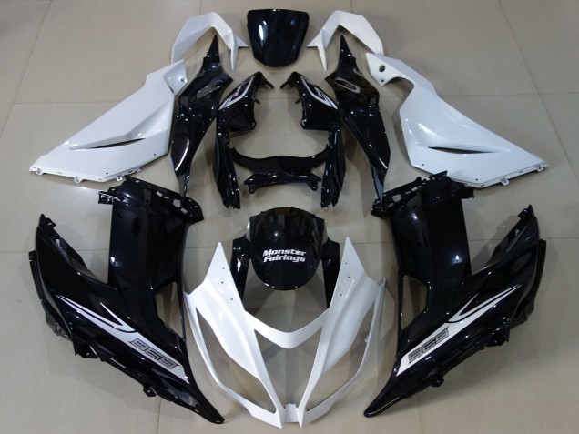 2013-2018 Kawasaki ZX6R Motorcycle Fairing - White Glossy Black Australia for Sale