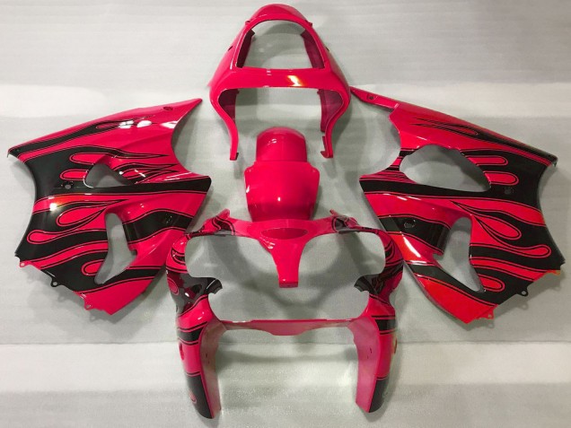 2000-2002 Kawasaki ZX6R Motorcycle Fairings - Red Black Flame Australia for Sale