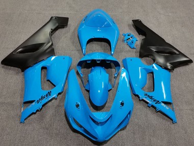 2005-2006 Kawasaki ZX6R Motorcycle Fairings - Vibrant Blue Matte Black Australia for Sale